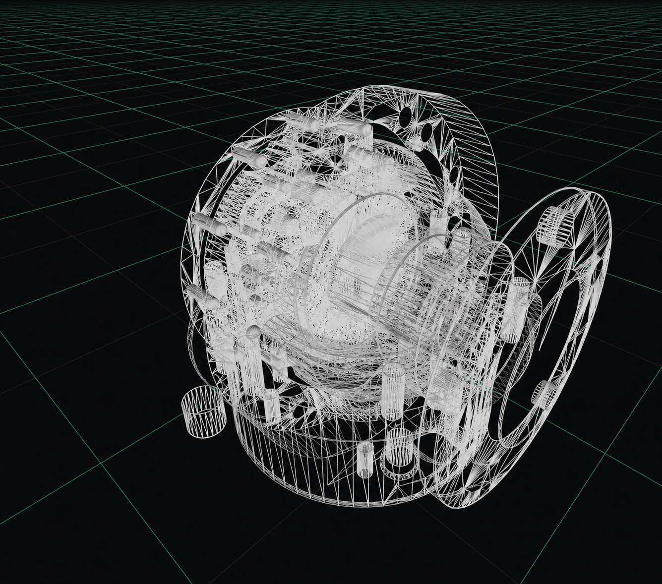 Каркасная CAD-модель промышленного механизма